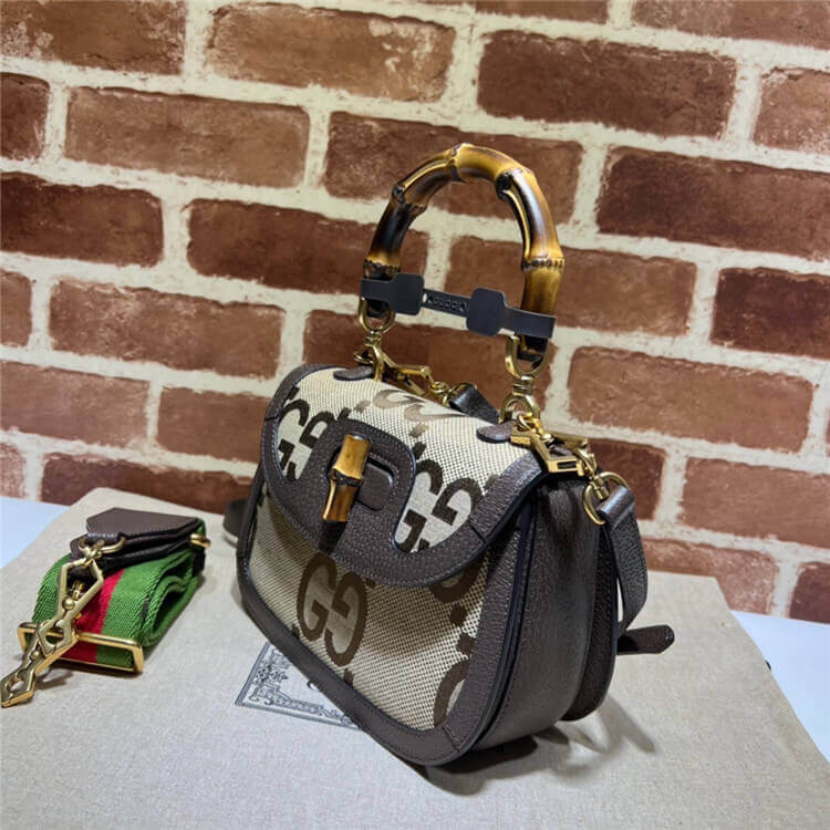 Replica Gucci Bamboo 1947 Jumbo GG Small Top Handle Bag 675797 UKMDT 2570 (3)