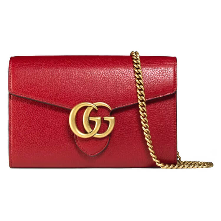 Replica Gucci GG Marmont Leather Chain Wallet 401232 A7M0T 6339 (1)