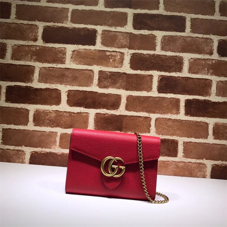 Replica Gucci GG Marmont Leather Chain Wallet 401232 A7M0T 6339 (2)