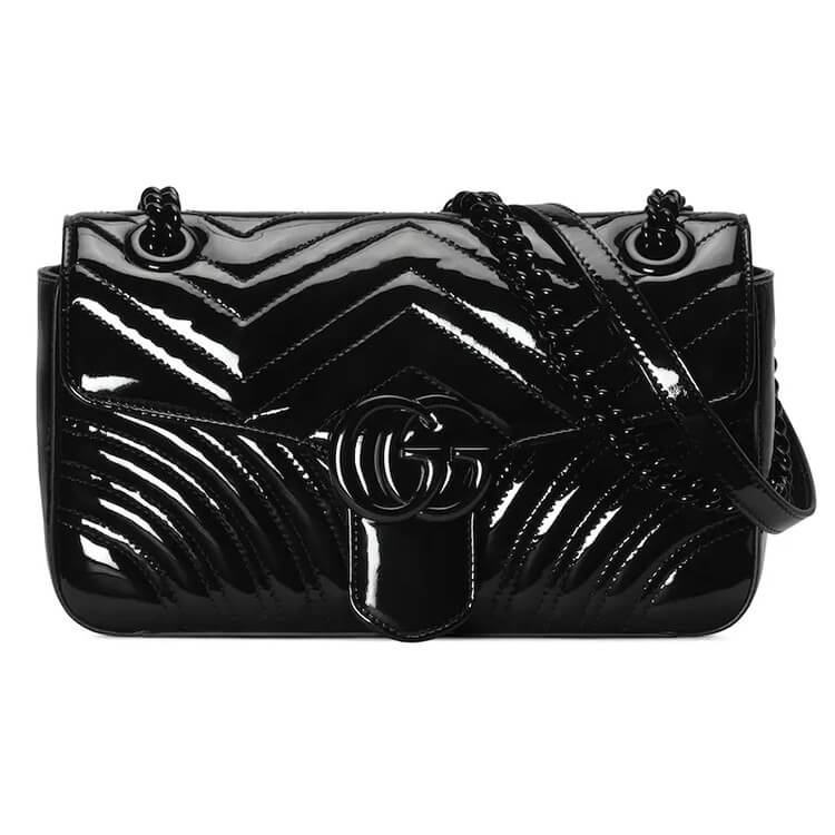 Replica Gucci GG Marmont Patent Small Shoulder Bag 443497 AACC2 1000 (1)
