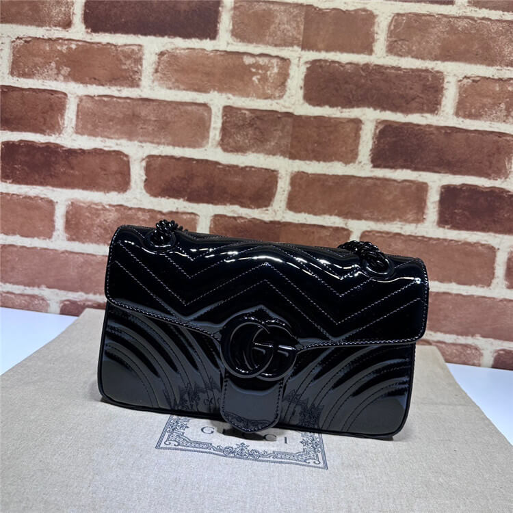 Replica Gucci GG Marmont Patent Small Shoulder Bag 443497 AACC2 1000 (2)