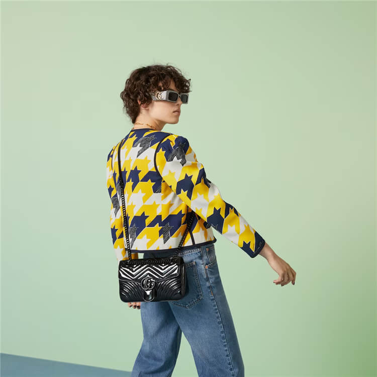 Replica Gucci GG Marmont Patent Small Shoulder Bag 443497 AACC2 1000 (8)