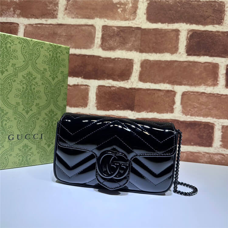 Replica Gucci GG Marmont Patent Super Mini Bag 476433 AACDE 1000 (2)
