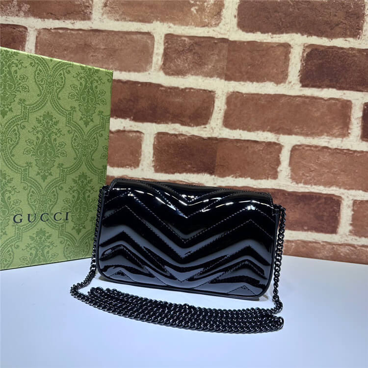 Replica Gucci GG Marmont Patent Super Mini Bag 476433 AACDE 1000 (4)