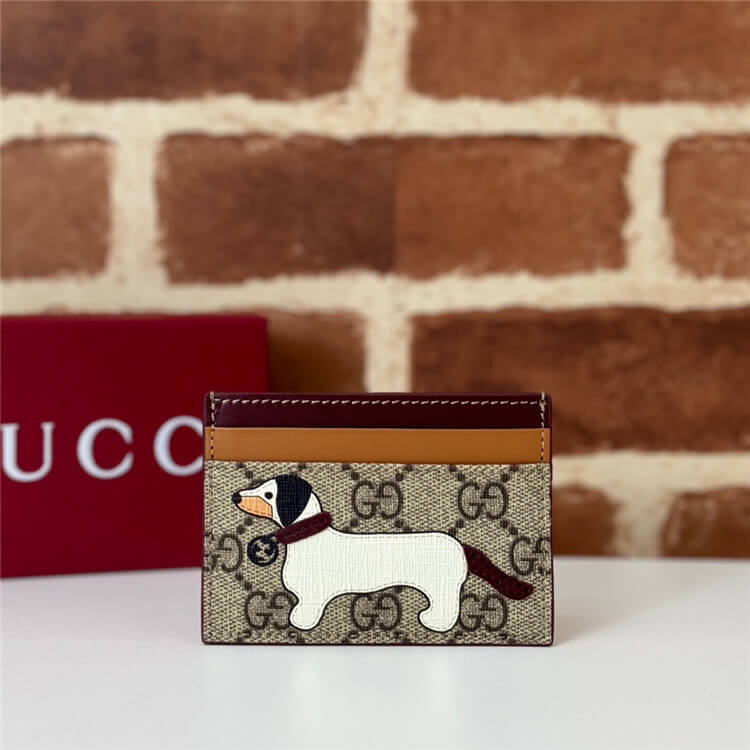 Replica Gucci Bi-Color GG Card Case With Dog Detail 818769 FAEC8 8577 (2)
