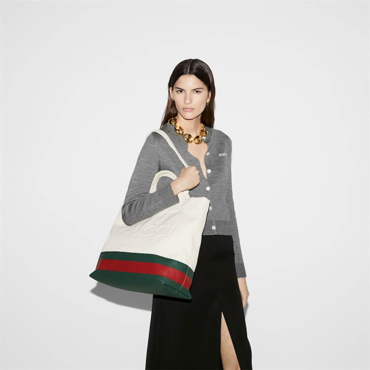 Replica Gucci Canvas Tote Bag With Embossed Detail 782741 FAC4W 8477 (8)