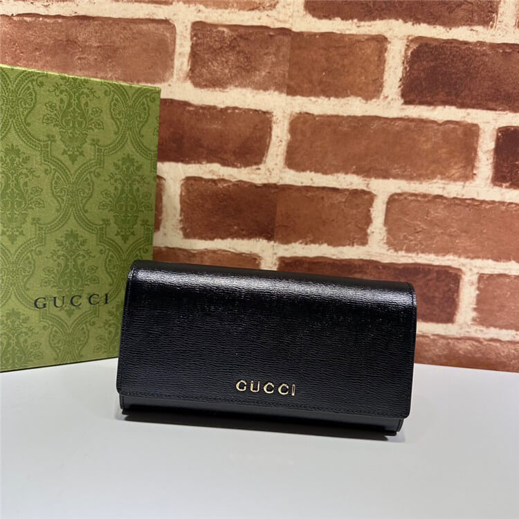 Replica Gucci Continental Wallet With Gucci Script 772638 0OP0N 1000 (2)